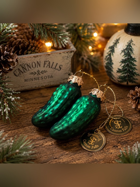 Seasons of Cannon Falls Other - Seasons of Cannon Falls Glass Pickle Ornaments Set of 2 Christmas Pickles